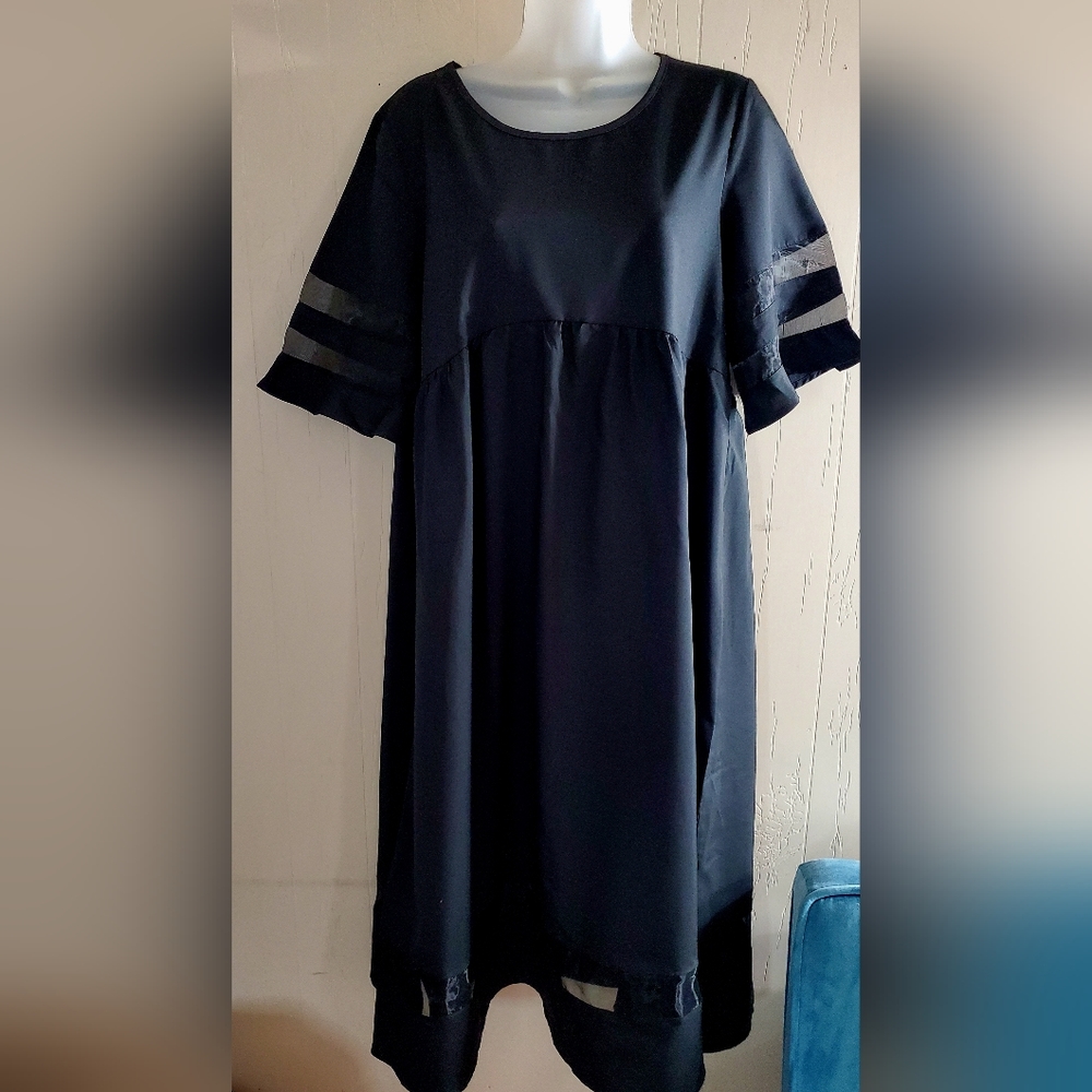 Ladies black midi,nylon/rayon
